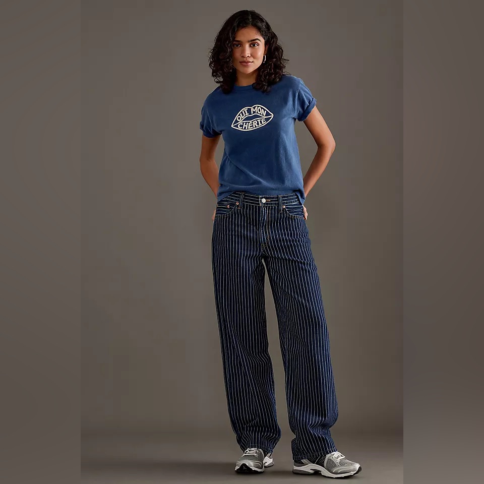 Anthropologie Levi’s Women’s Baggy Pinstriped Dad Jeans Size 30x30